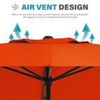 8*10ft Rectangular Patio Market Umbrella with Crank & Tilt，UV-Resistant
