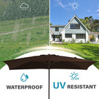 8*10ft Rectangular Patio Market Umbrella with Crank & Tilt，UV-Resistant