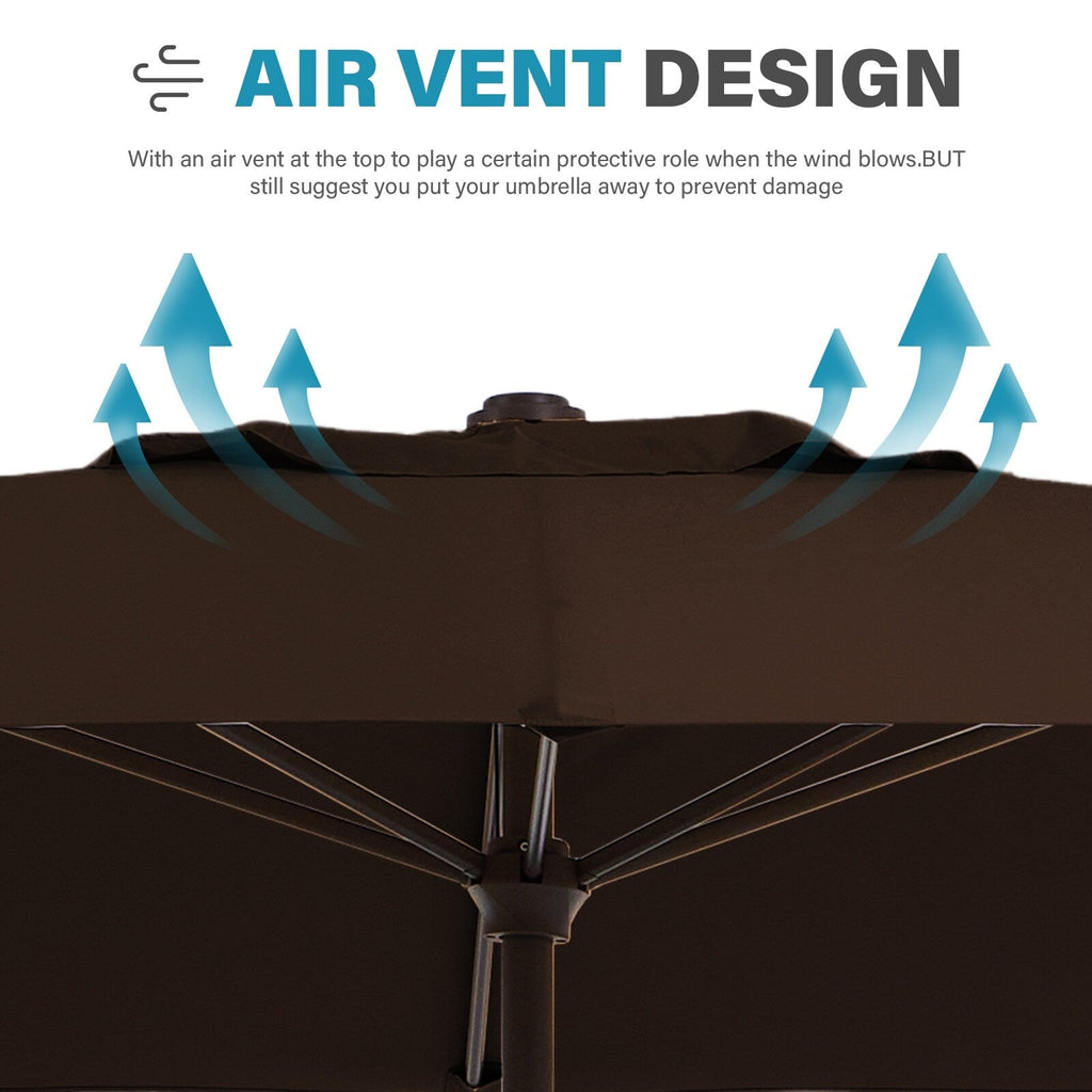 8*10ft Rectangular Patio Market Umbrella with Crank & Tilt，UV-Resistant