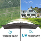 8*10ft Rectangular Patio Market Umbrella with Crank & Tilt，UV-Resistant