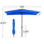 8*10ft Rectangular Patio Market Umbrella with Crank & Tilt，UV-Resistant