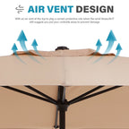 8*10ft Rectangular Patio Market Umbrella with Crank & Tilt，UV-Resistant