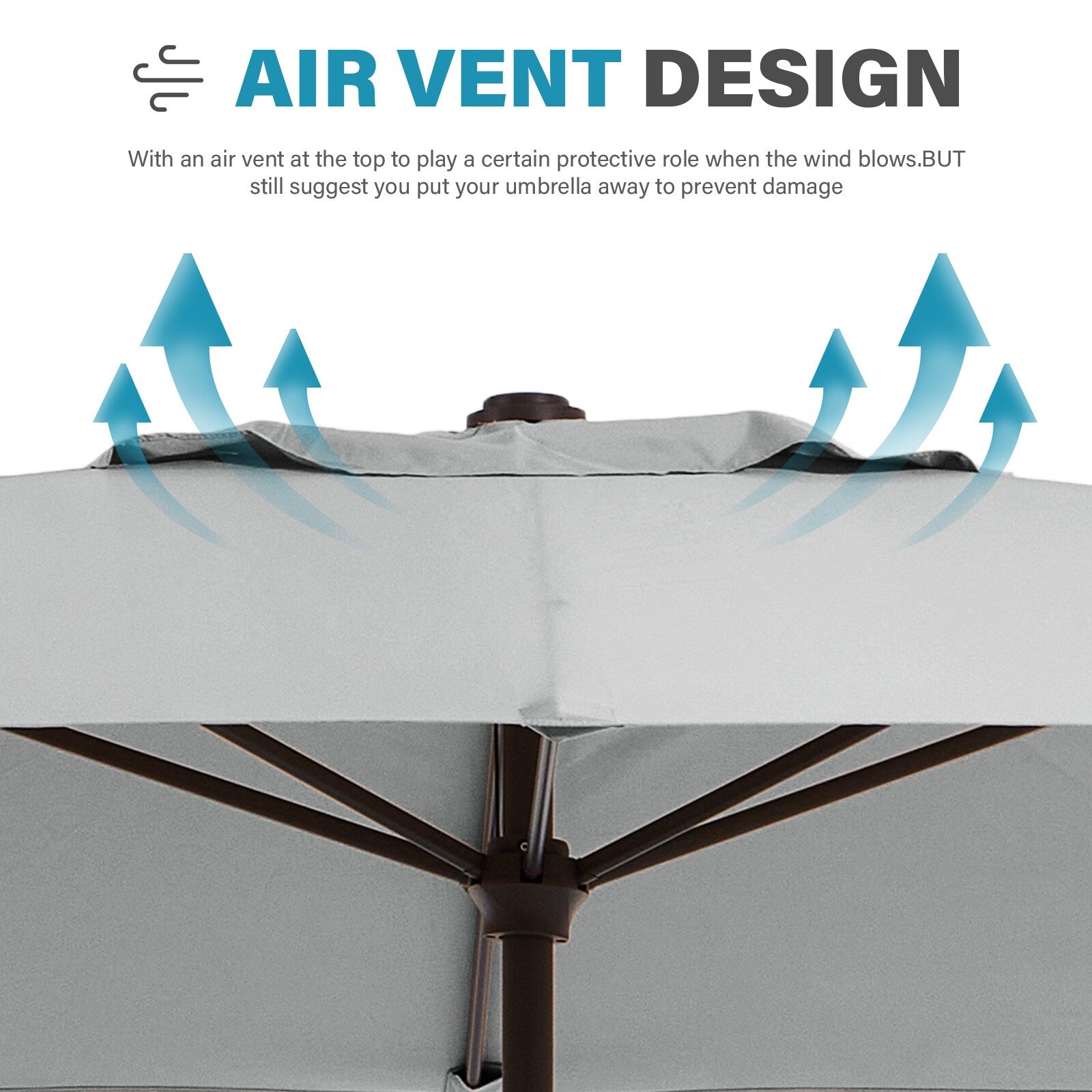 8*10ft Rectangular Patio Market Umbrella with Crank & Tilt，UV-Resistant