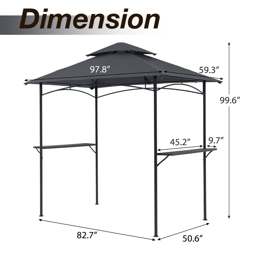 8' x 5' Outdoor Rainproof Grill Gazebo With Double Layer Vented Design