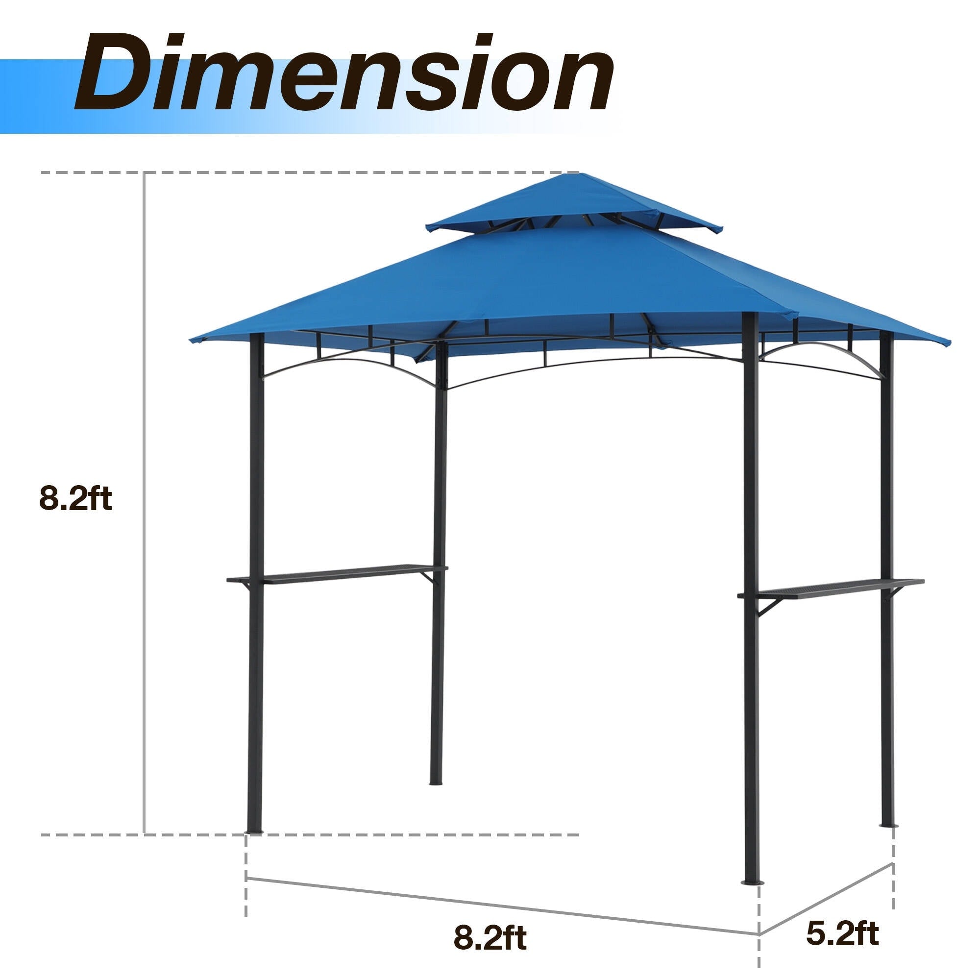 8' x 5' Outdoor Rainproof Grill Gazebo With Double Layer Vented Design