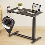 FunniHomi 28/32 Movable Overbed Table Height Adjustable Computer Desk with Wheels, White/Black Laptop Table for Bed and Sofa