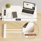 FunniHomi 28/32 Movable Overbed Table Height Adjustable Computer Desk with Wheels, White/Black Laptop Table for Bed and Sofa