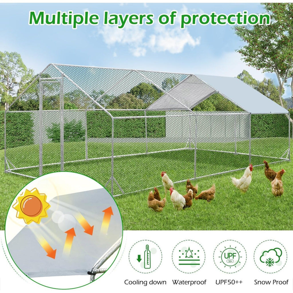 AECOJOY Large Metal Chicken Coop Run Walk-in Metal Chicken Cage