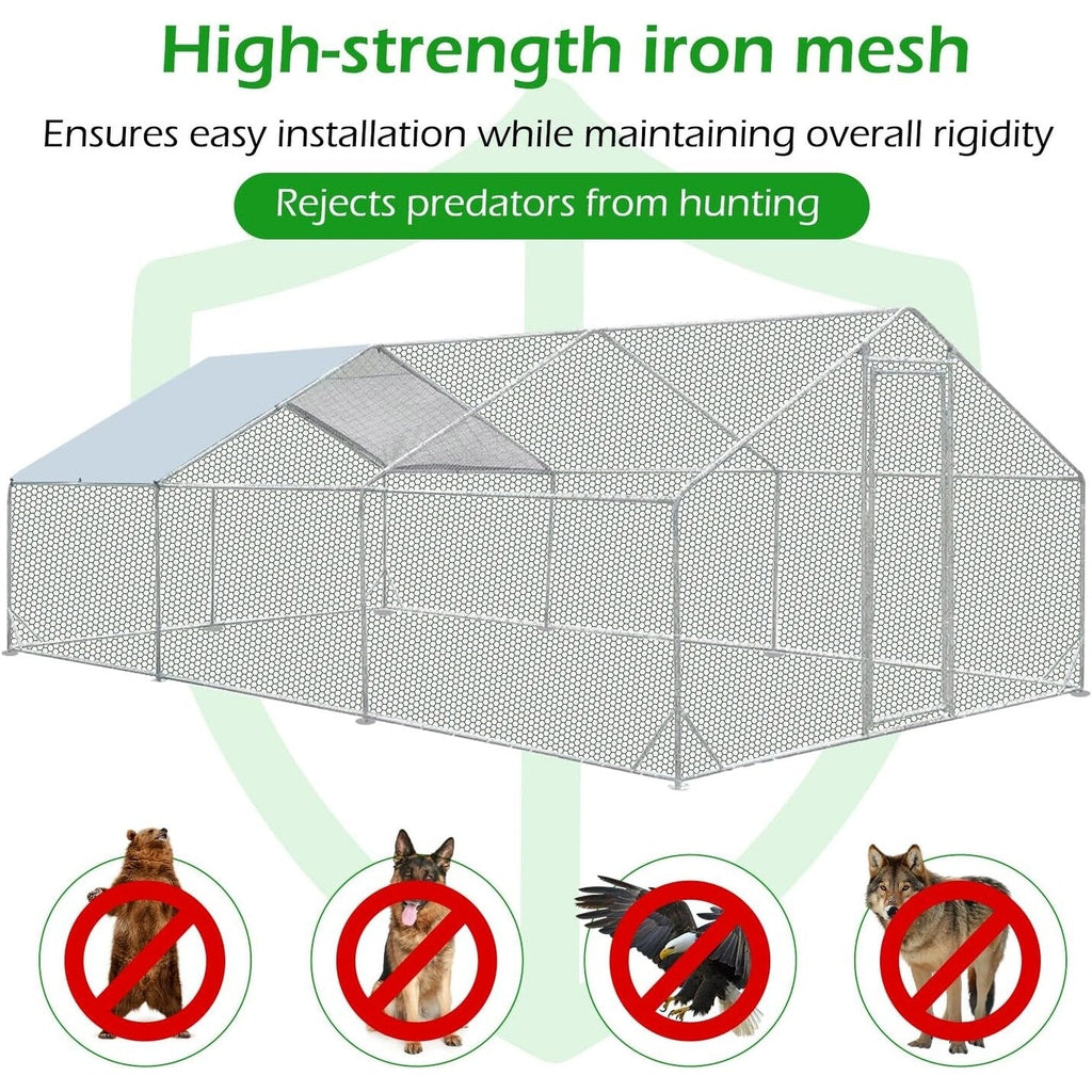 AECOJOY Large Metal Chicken Coop Run Walk-in Metal Chicken Cage