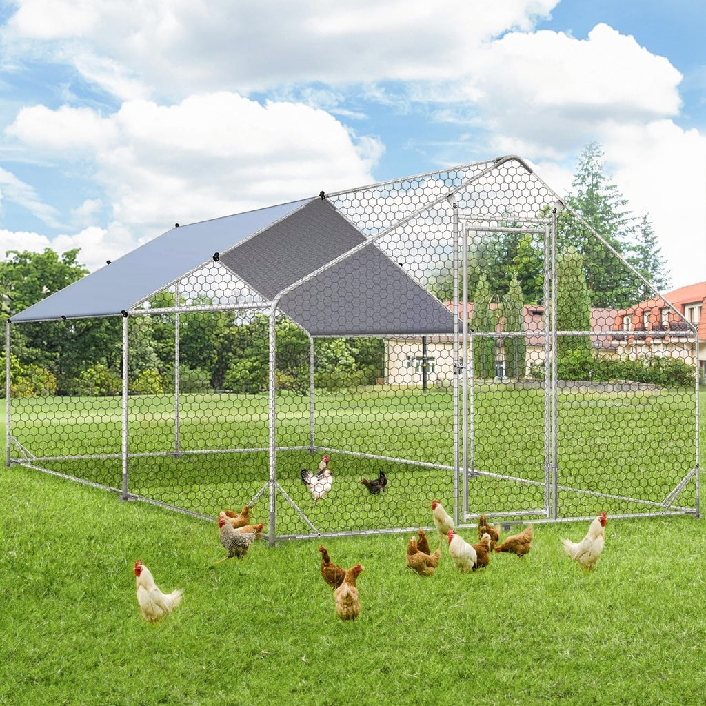 AECOJOY Large Metal Chicken Coop Run Walk-in Metal Chicken Cage