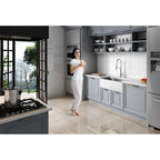 ANZZI Apollo Matte White Solid Surface Farmhouse 36 in. Single Bowl Kitchen Sink with Stainless Steel Interior