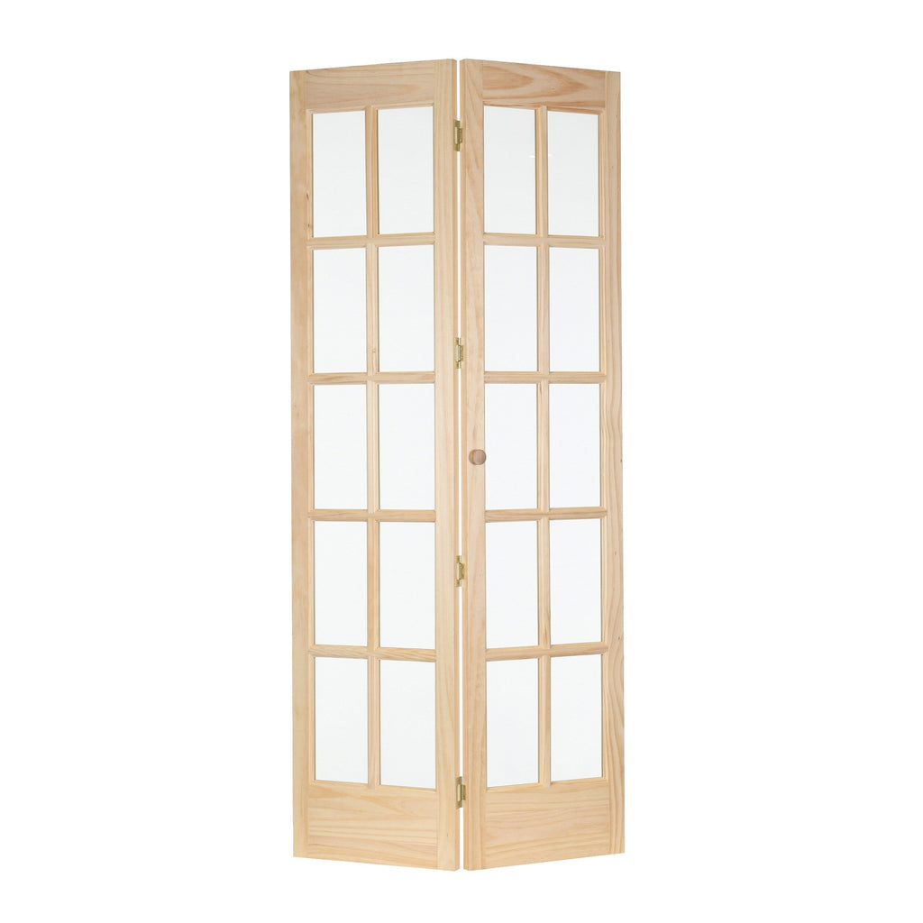 AWC Traditional Divided Glass Unfinished Pine 36-inch Bifold Door