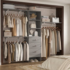 Rackcog 120'' Adjustable Closet Organizer with Drawers, Closet System with DIY Shelves for Reach-in and Walk-in Closet