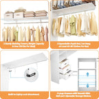 Rackcog 120'' Adjustable Closet Organizer with Drawers, Closet System with DIY Shelves for Reach-in and Walk-in Closet
