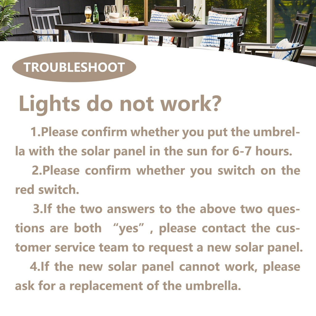 Ainfox 10ft Patio Umbrella with Lights Outdoor Solar Umbrella without Base