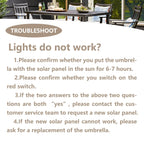 Ainfox 10ft Patio Umbrella with Lights Outdoor Solar Umbrella without Base