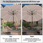 Ainfox 10ft Patio Umbrella with Lights Outdoor Solar Umbrella without Base