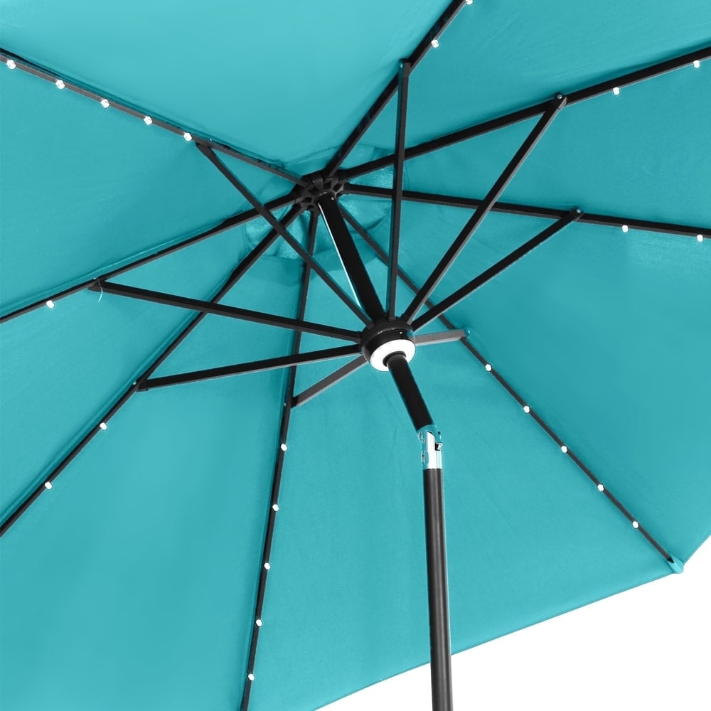 Ainfox 10ft Patio Umbrella with Lights Outdoor Solar Umbrella without Base