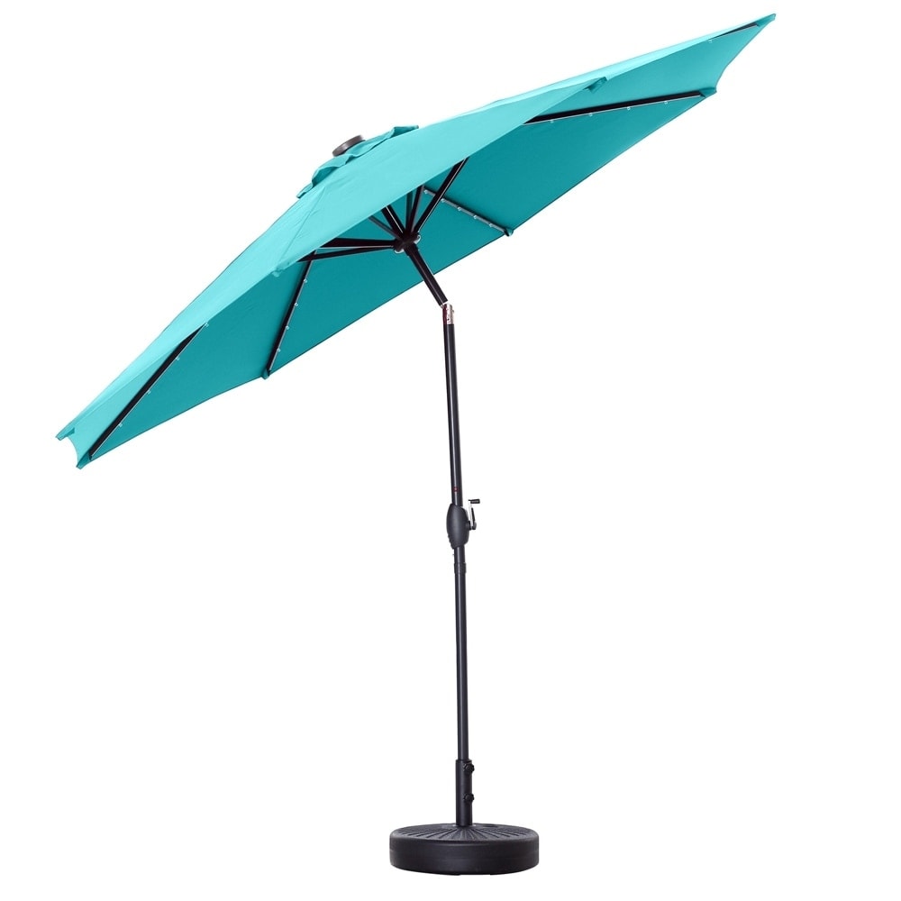 Ainfox 10ft Patio Umbrella with Lights Outdoor Solar Umbrella without Base