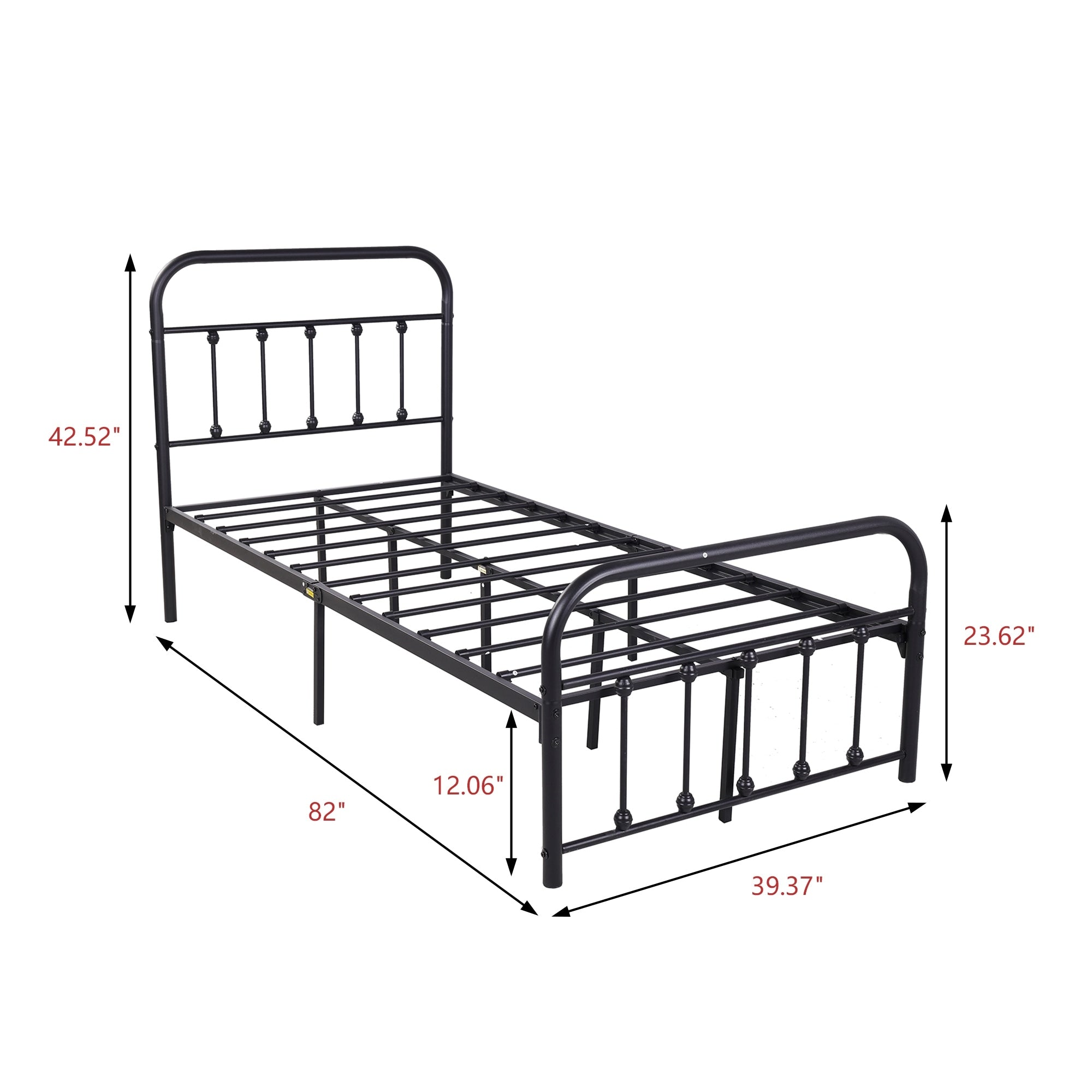 Alazyhome Simple Vintage Metal Platform Bed Frame, Easy-Assembly