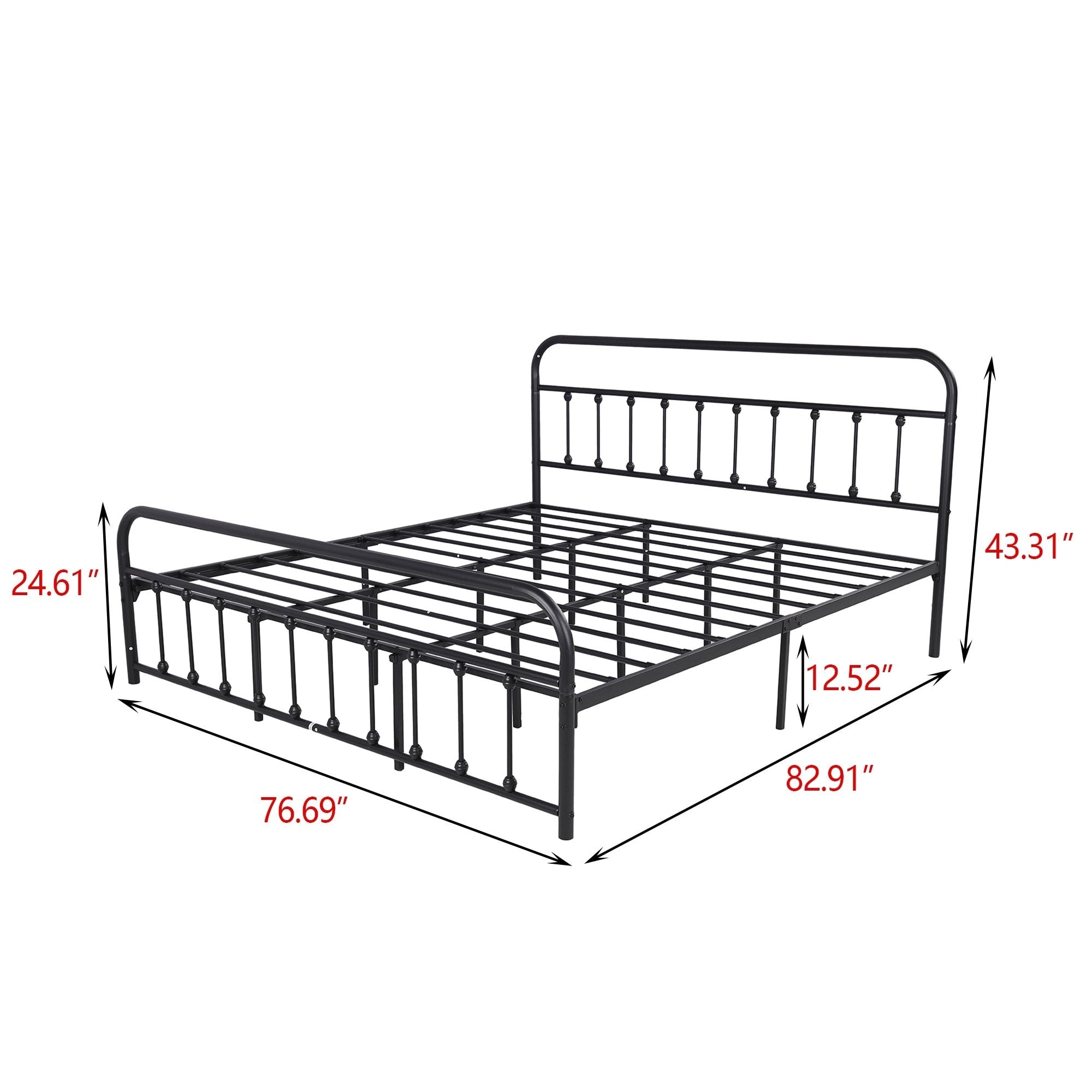 Alazyhome Simple Vintage Metal Platform Bed Frame, Easy-Assembly