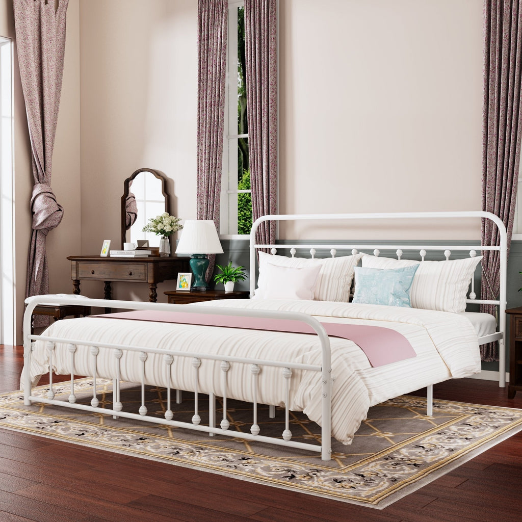 Alazyhome Simple Vintage Metal Platform Bed Frame, Easy-Assembly