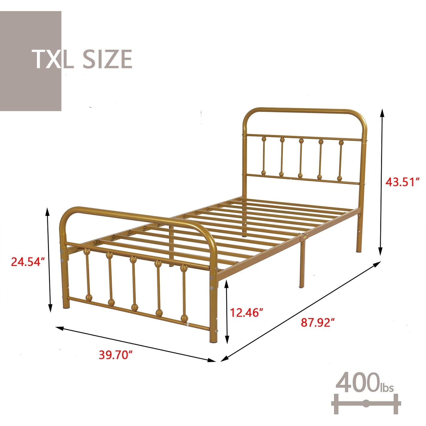 Alazyhome Simple Vintage Metal Platform Bed Frame, Easy-Assembly