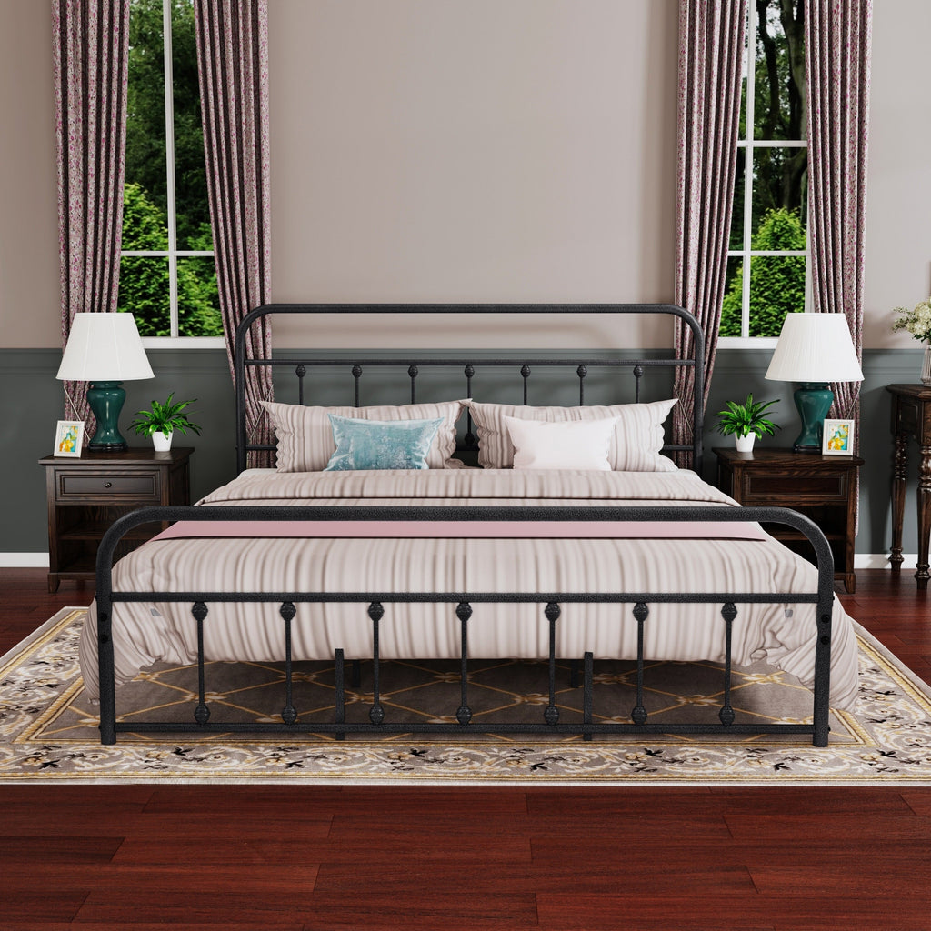 Alazyhome Simple Vintage Metal Platform Bed Frame, Easy-Assembly