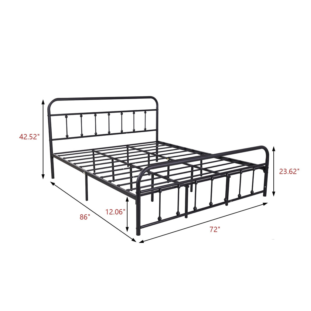 Alazyhome Simple Vintage Metal Platform Bed Frame, Easy-Assembly