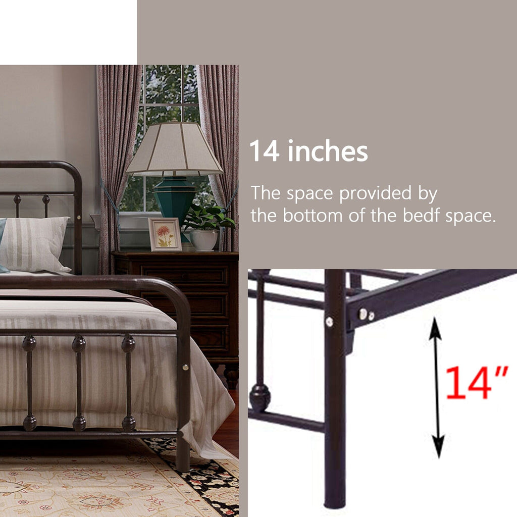 Alazyhome Simple Vintage Metal Platform Bed Frame, Easy-Assembly