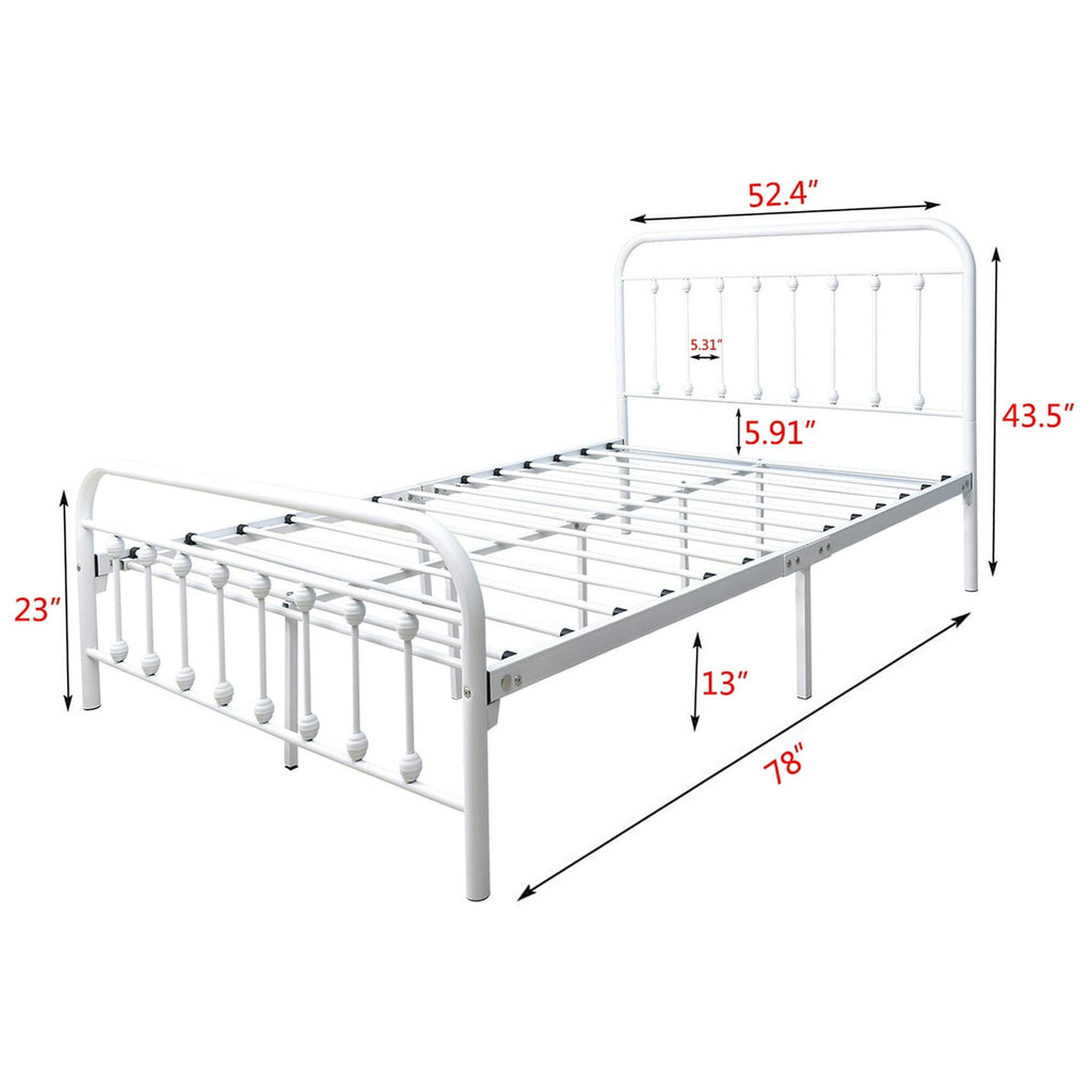 Alazyhome Simple Vintage Metal Platform Bed Frame, Easy-Assembly