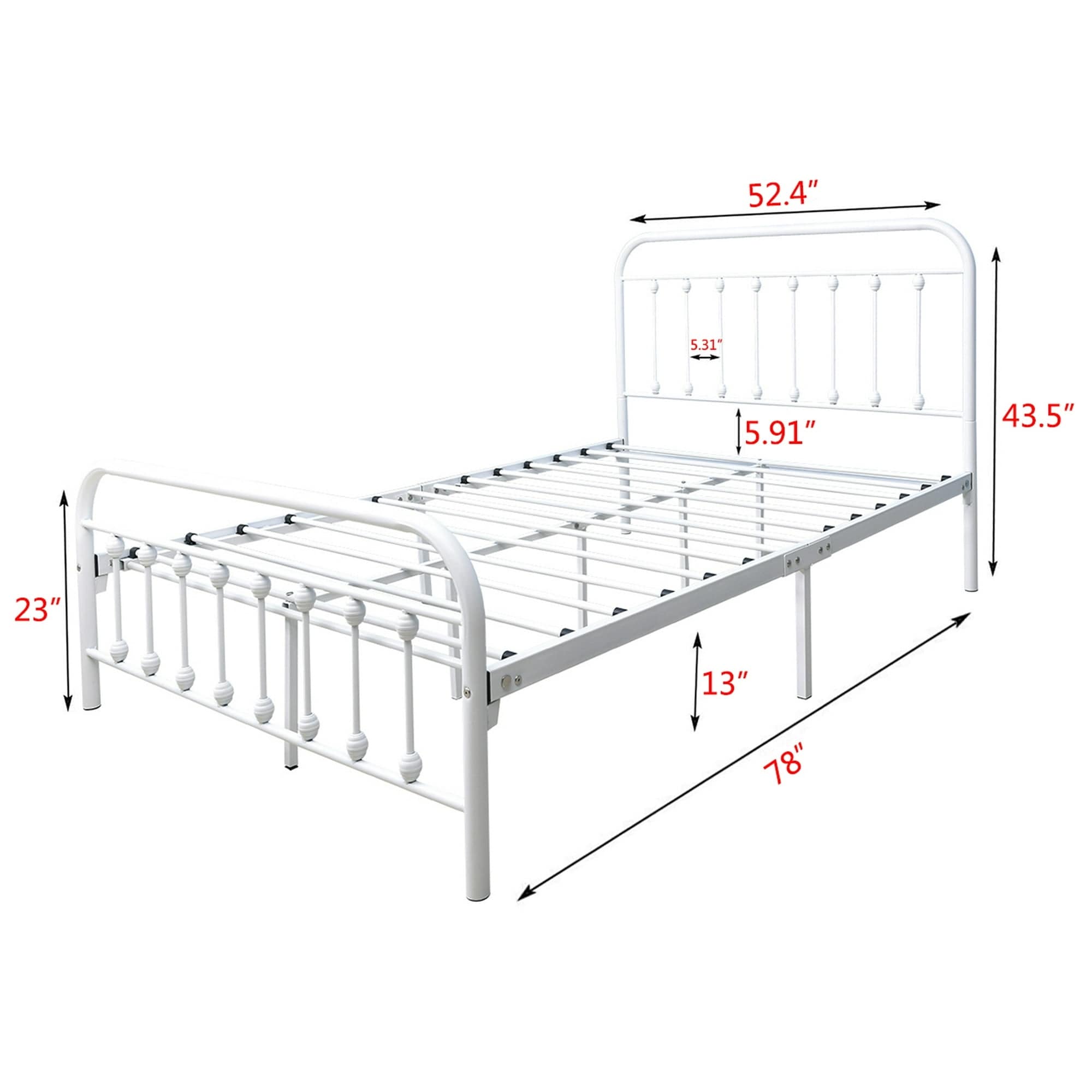 Alazyhome Simple Vintage Metal Platform Bed Frame, Easy-Assembly