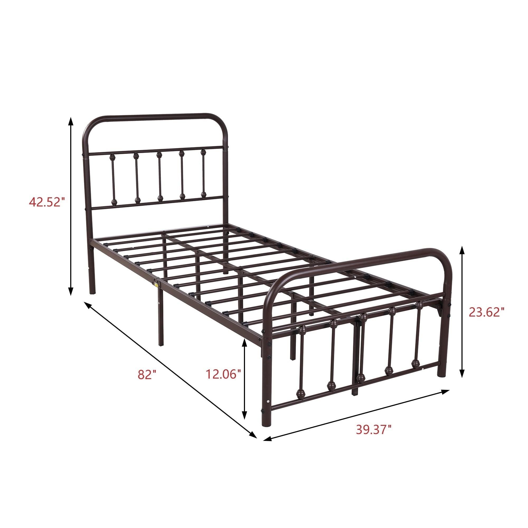Alazyhome Simple Vintage Metal Platform Bed Frame, Easy-Assembly