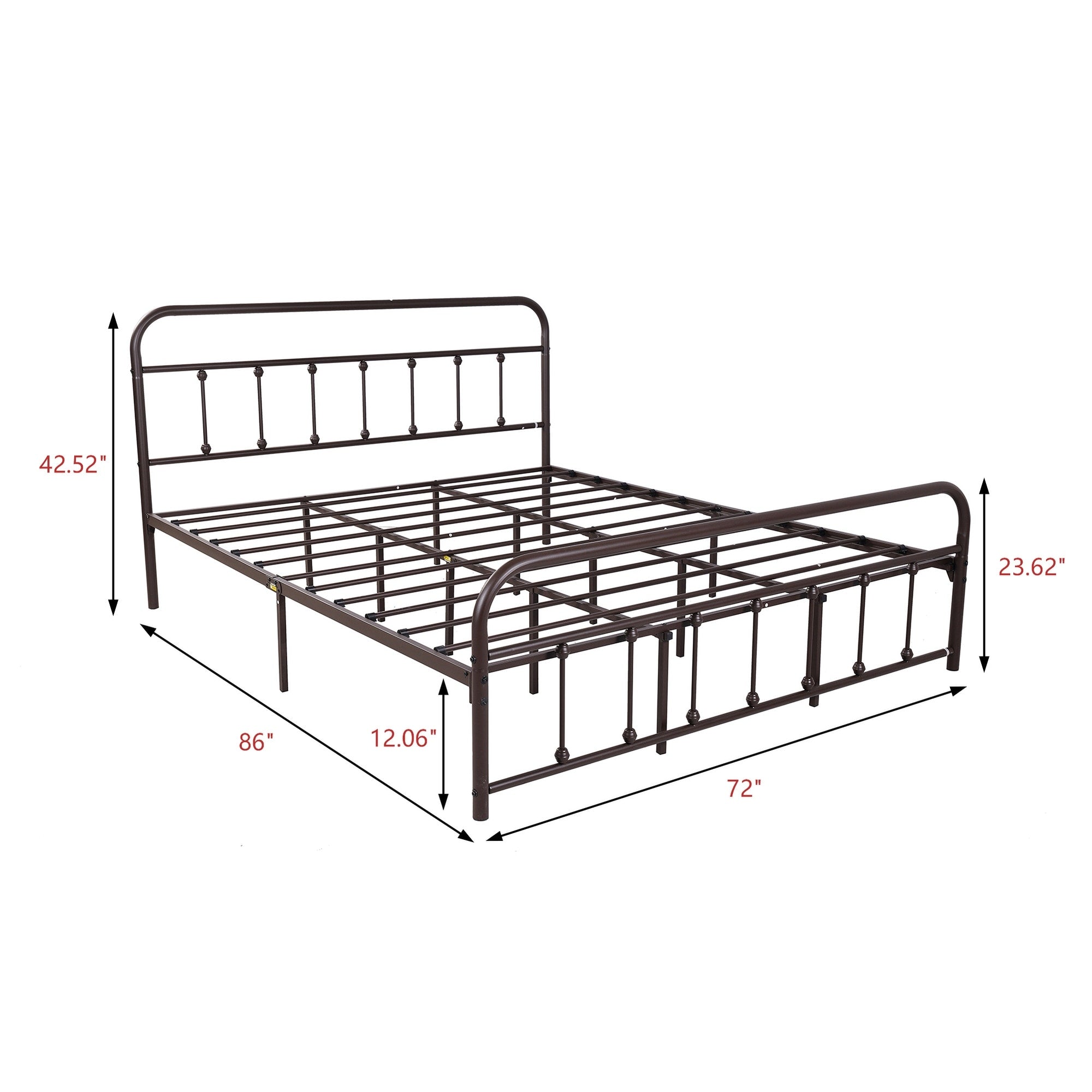 Alazyhome Simple Vintage Metal Platform Bed Frame, Easy-Assembly