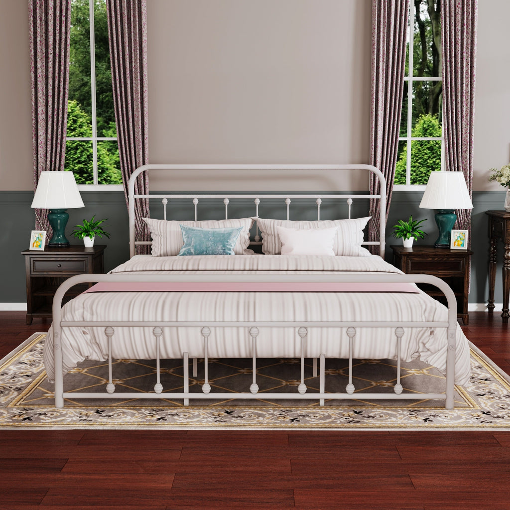 Alazyhome Simple Vintage Metal Platform Bed Frame, Easy-Assembly