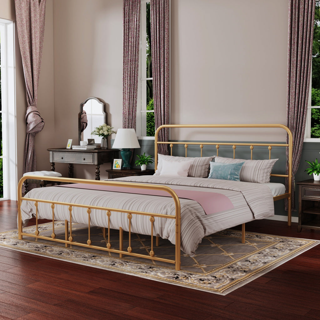 Alazyhome Simple Vintage Metal Platform Bed Frame, Easy-Assembly