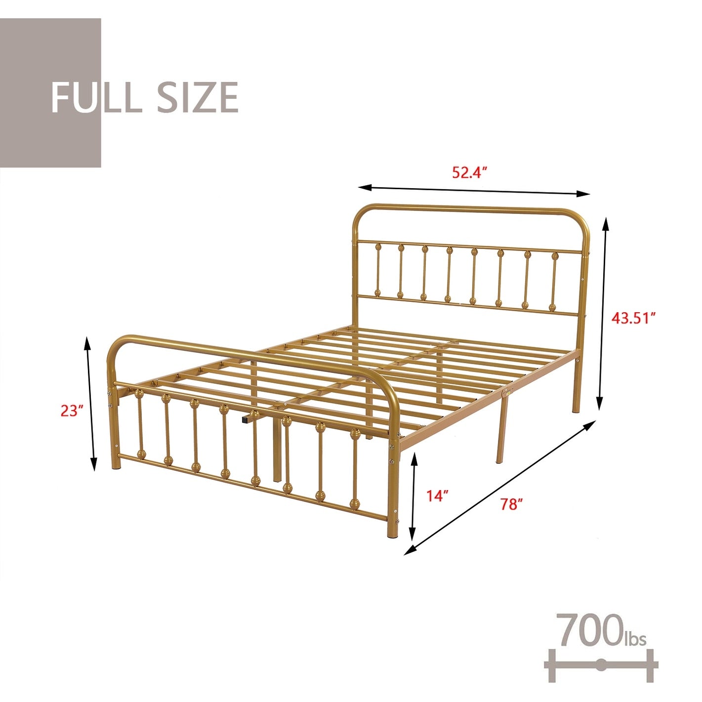 Alazyhome Simple Vintage Metal Platform Bed Frame, Easy-Assembly