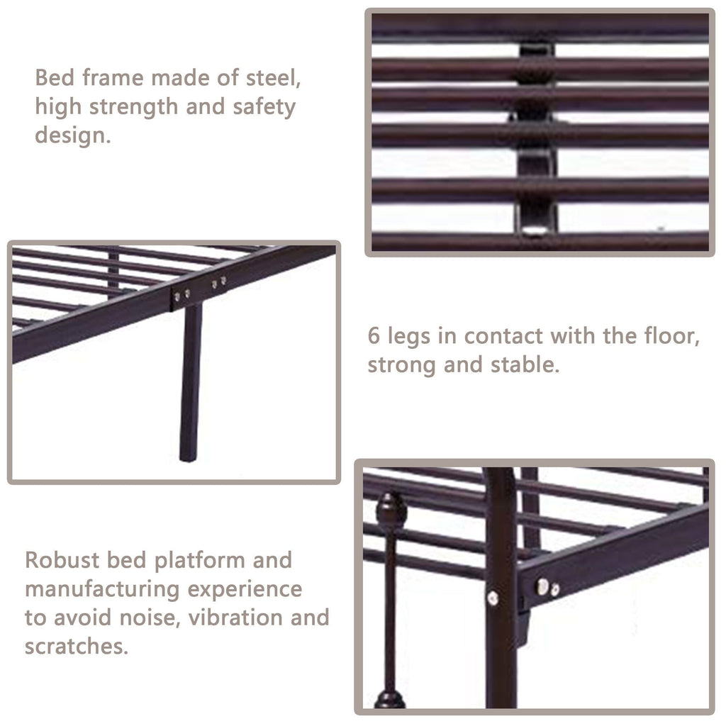Alazyhome Simple Vintage Metal Platform Bed Frame, Easy-Assembly