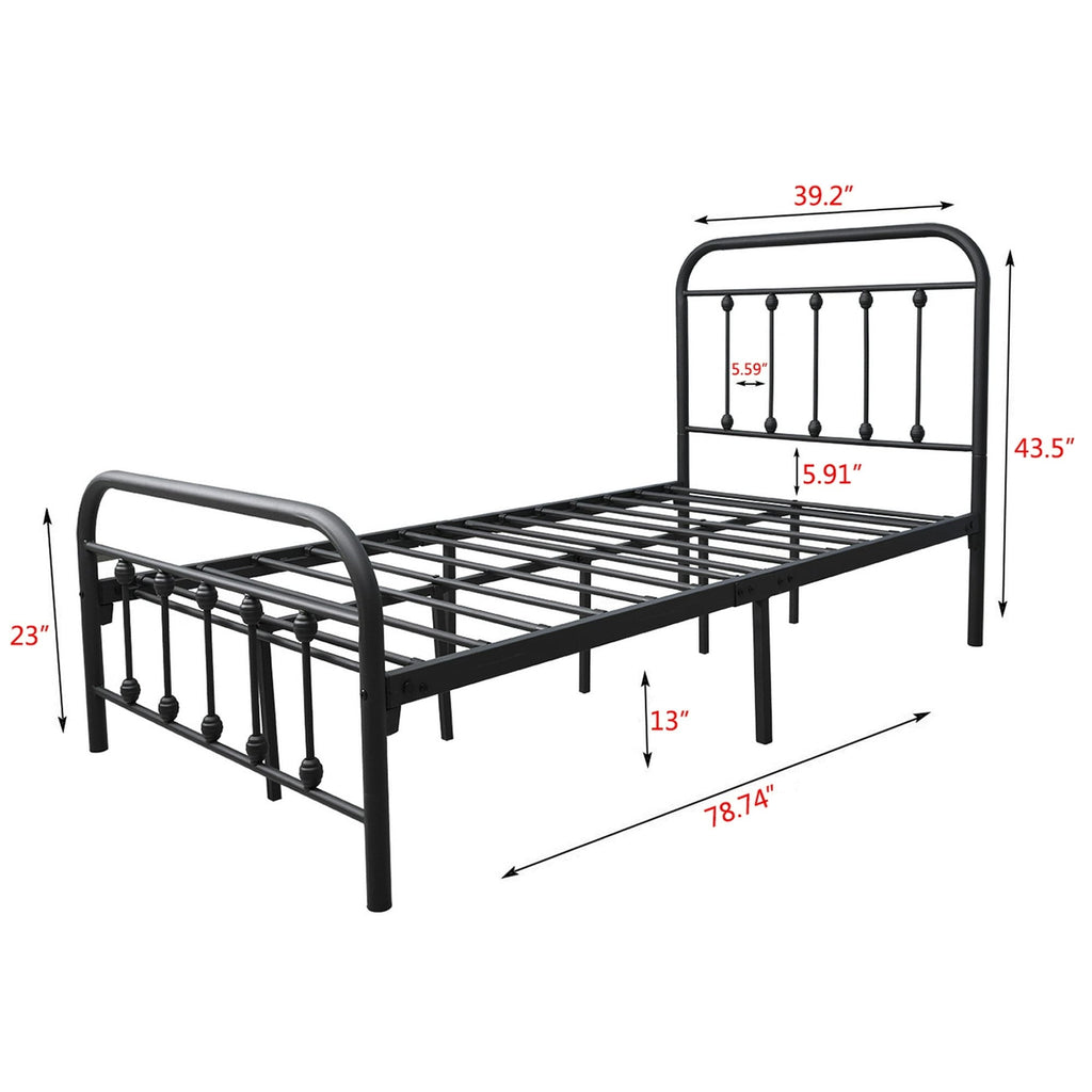 Alazyhome Simple Vintage Metal Platform Bed Frame, Easy-Assembly