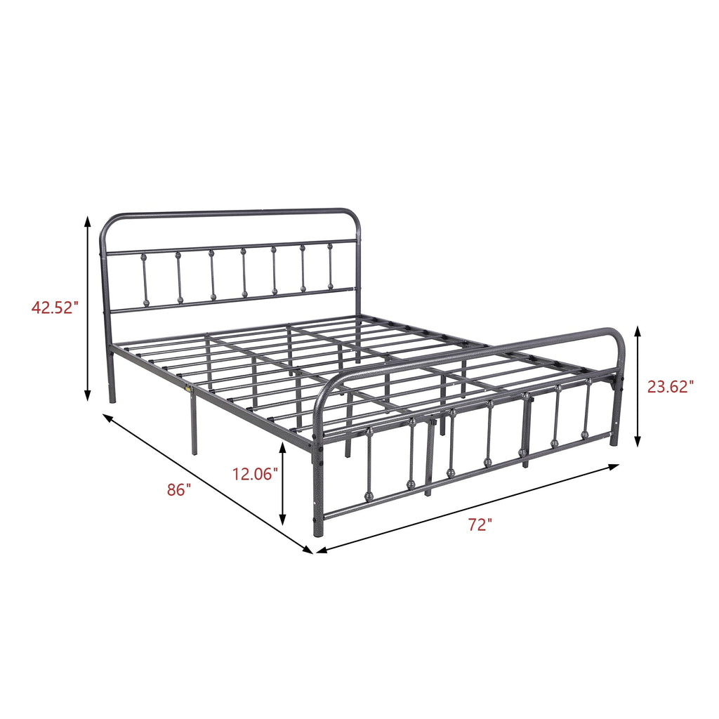 Alazyhome Simple Vintage Metal Platform Bed Frame, Easy-Assembly