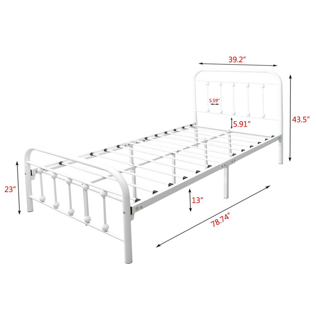 Alazyhome Simple Vintage Metal Platform Bed Frame, Easy-Assembly