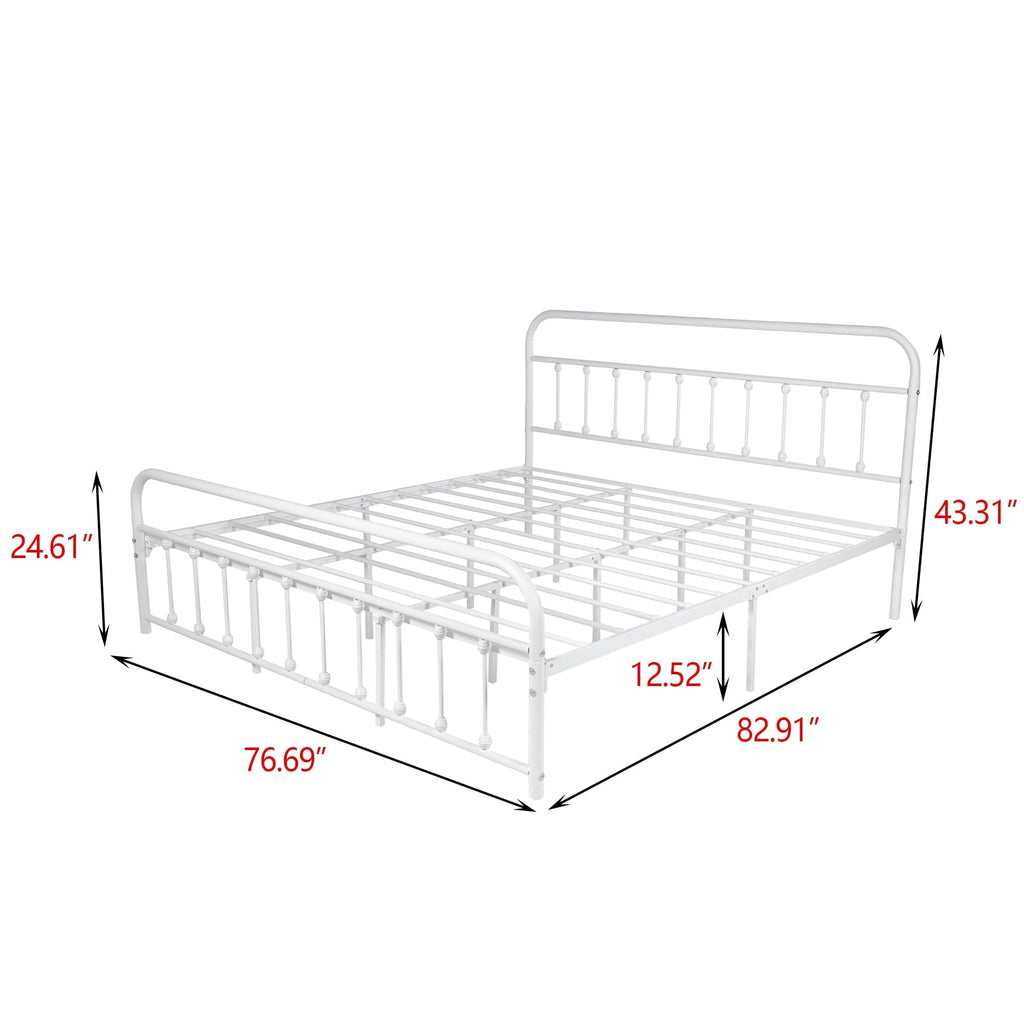 Alazyhome Simple Vintage Metal Platform Bed Frame, Easy-Assembly