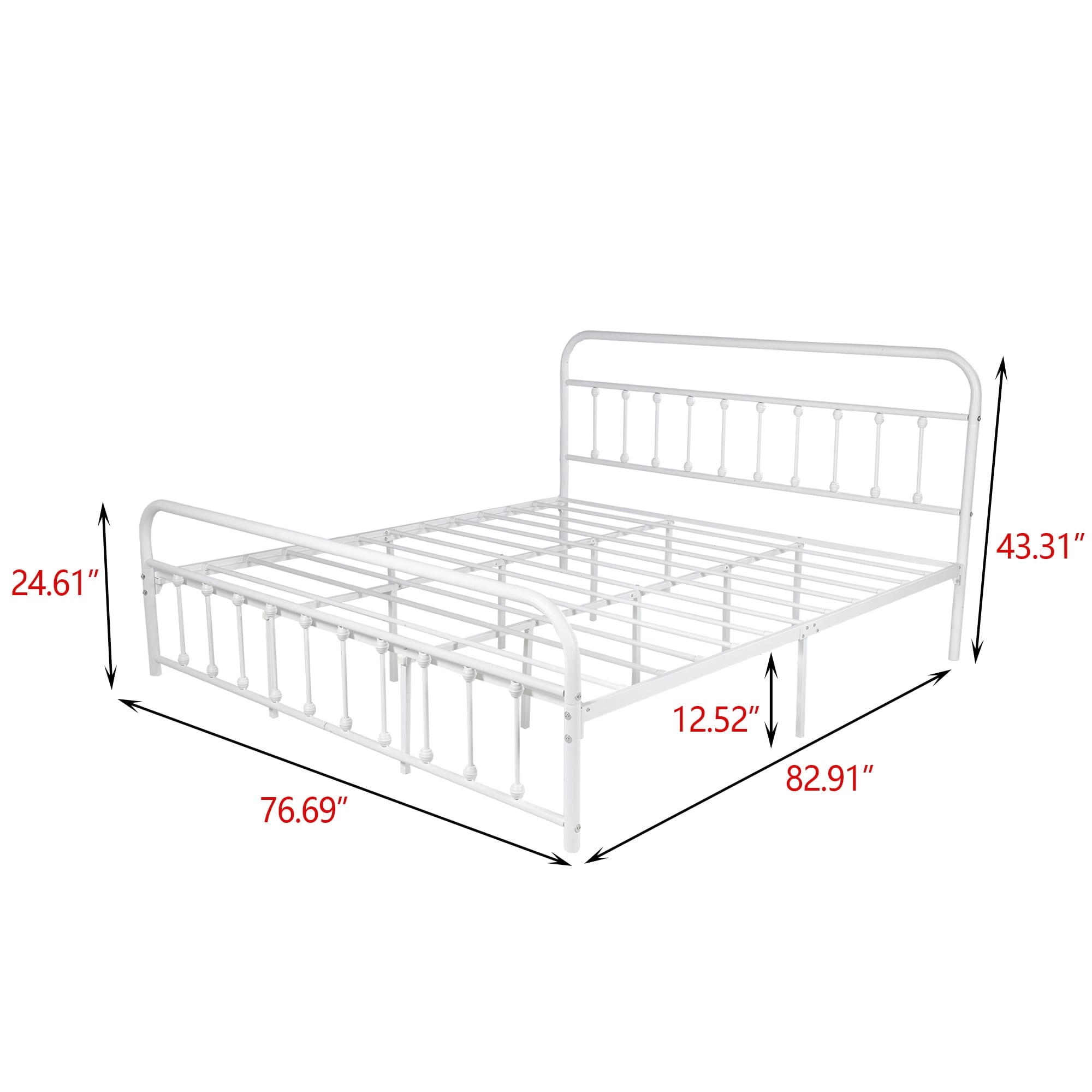 Alazyhome Simple Vintage Metal Platform Bed Frame, Easy-Assembly