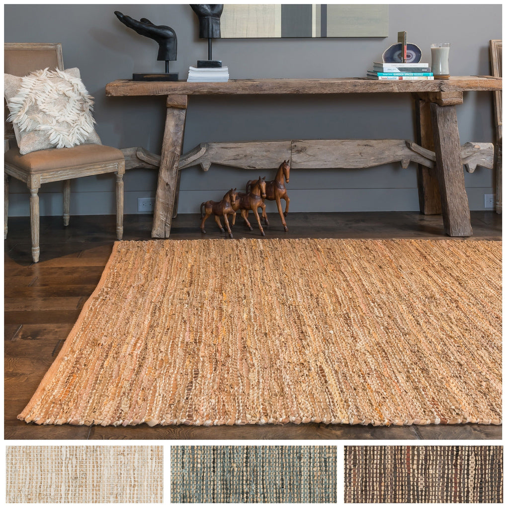 Alexander Home Farmhouse Jute and Leather Handwoven Area Rug