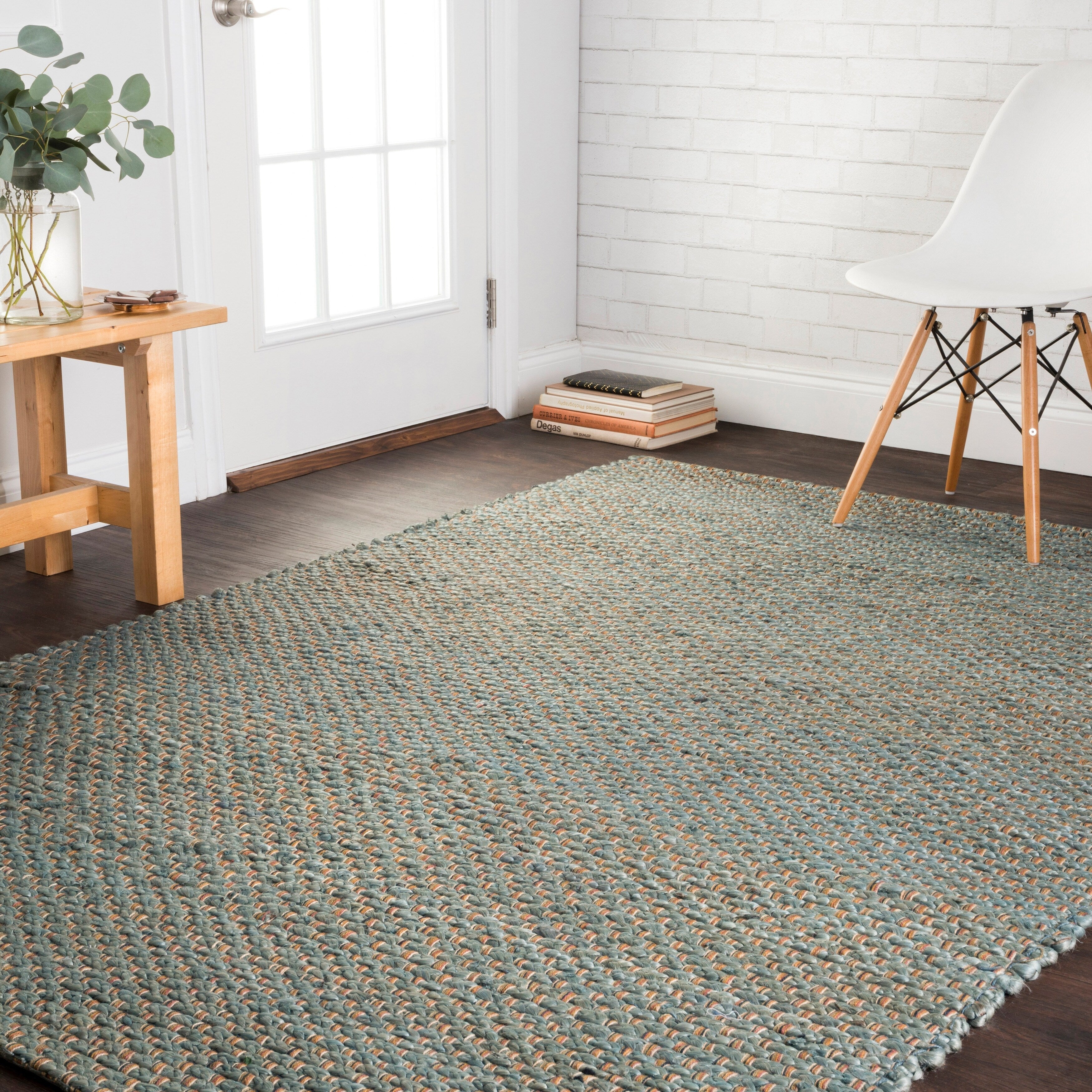 Alexander Home Farmhouse Jute and Leather Handwoven Area Rug