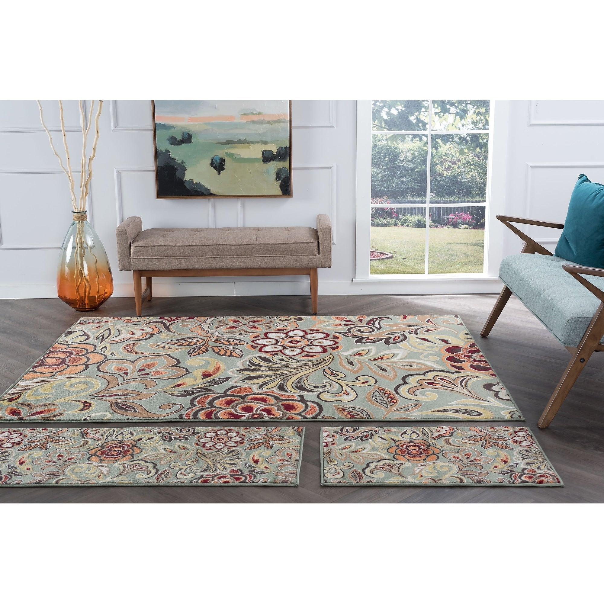 Decora Farmhouse Floral Indoor Area Rug