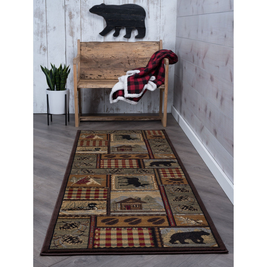 Area Rug & Runner - Lodge Cabin Farmhouse Rugs for Living Room Bedroom Dining Room Kitchen 2x3 / 3x8 / 5x7 / 8x10 / 9x12 / Round