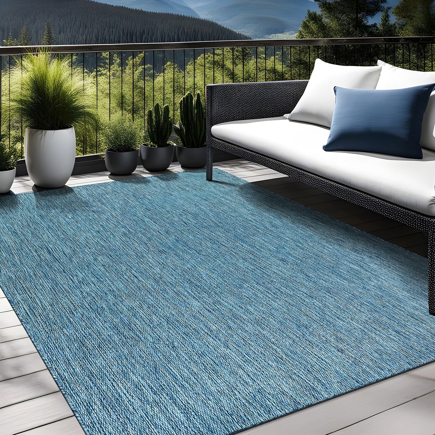 Aloha Washable Solid Indoor Outdoor Area Rug Patio Deck Living Room