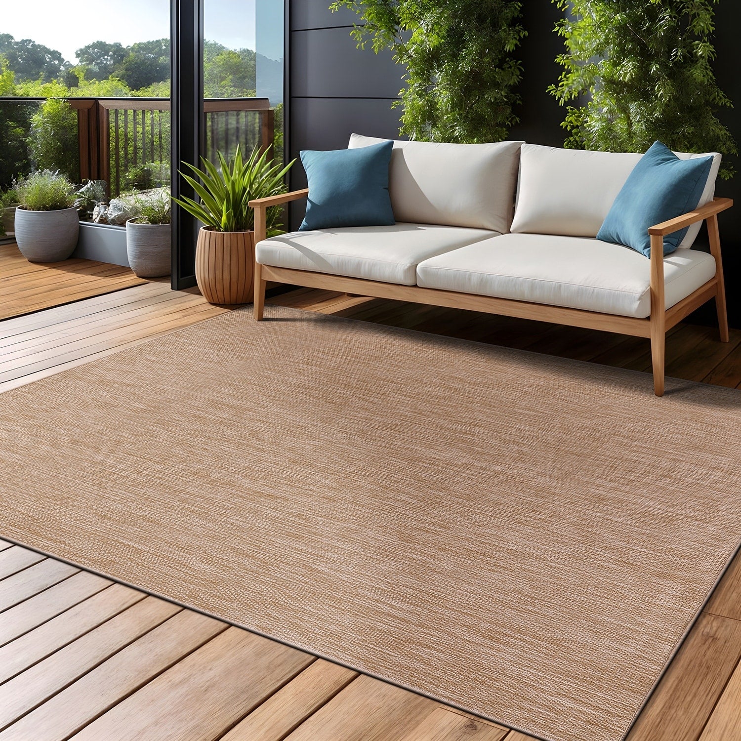 Aloha Washable Solid Indoor Outdoor Area Rug Patio Deck Living Room
