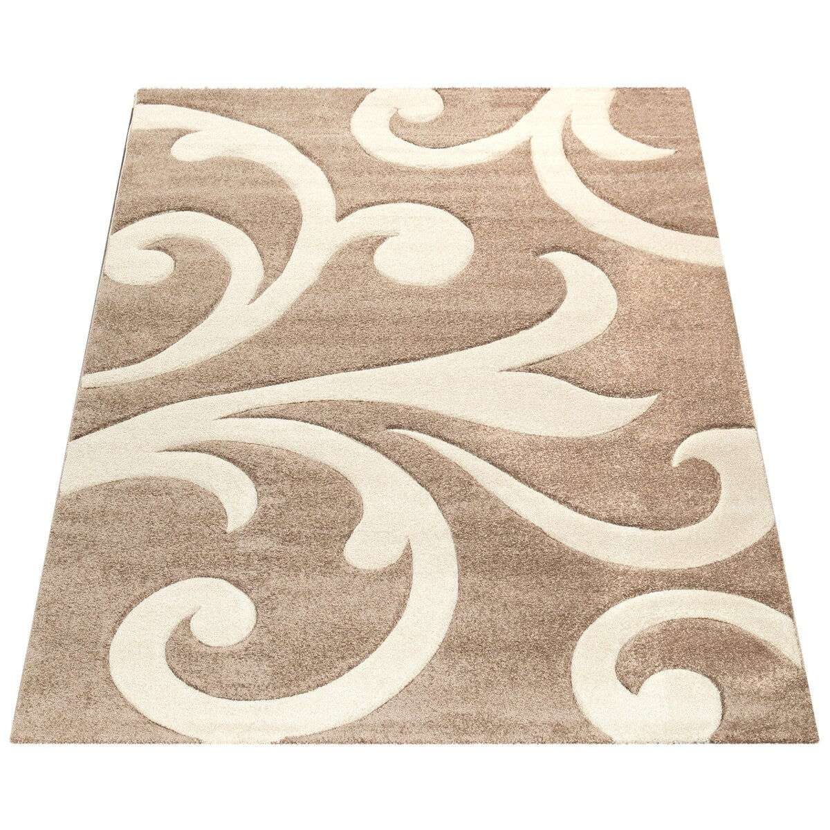 Modern Area Rug Floral Pattern with Contour Cut